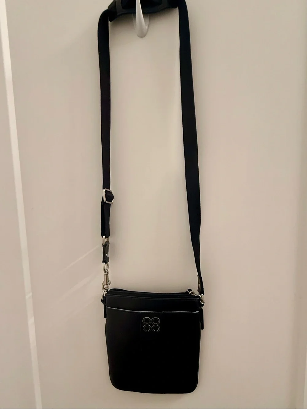 Coach Black Pebbled Leather Crossbody with Silver Logo Hardware